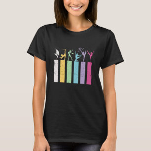 Vintage Retro Girl Gymnast Perform Gymnastic Trick T-Shirt