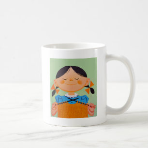 Vintage Retro Girl Knitting Coffee Mug
