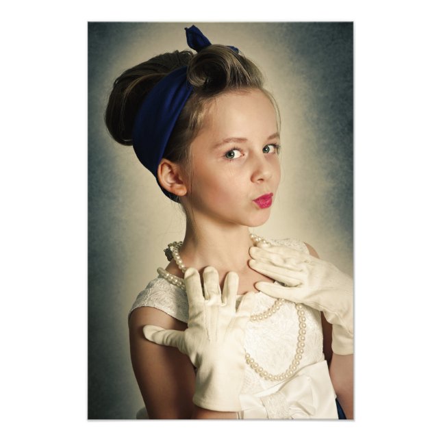 Vintage retro girl photo print (Front)