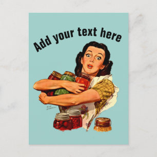 vintage retro girl postcard Of course I Can