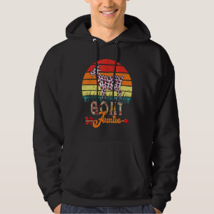 Vintage Retro Goat Auntie Flowers Leopard Goat Mot Hoodie