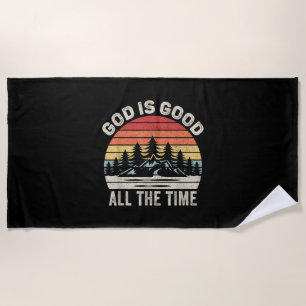 Vintage Retro God Is Good All The Time Christian Beach Towel