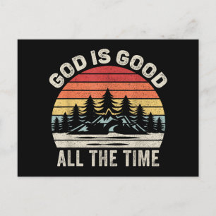 Vintage Retro God Is Good All The Time Christian Holiday Postcard
