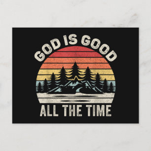 Vintage Retro God Is Good All The Time Christian Postcard