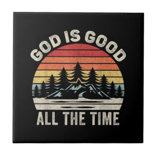 Vintage Retro God Is Good All The Time Christian Tile