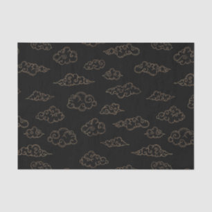 Vintage retro gold stylised clouds on black tissue paper