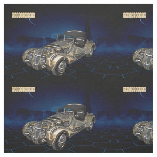 Vintage Retro Golden Blue Sparkling Car Fabric