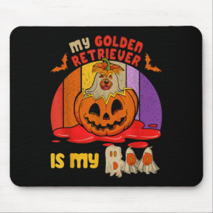 Vintage Retro Golden Retriever Is Boo Halloween Mouse Mat