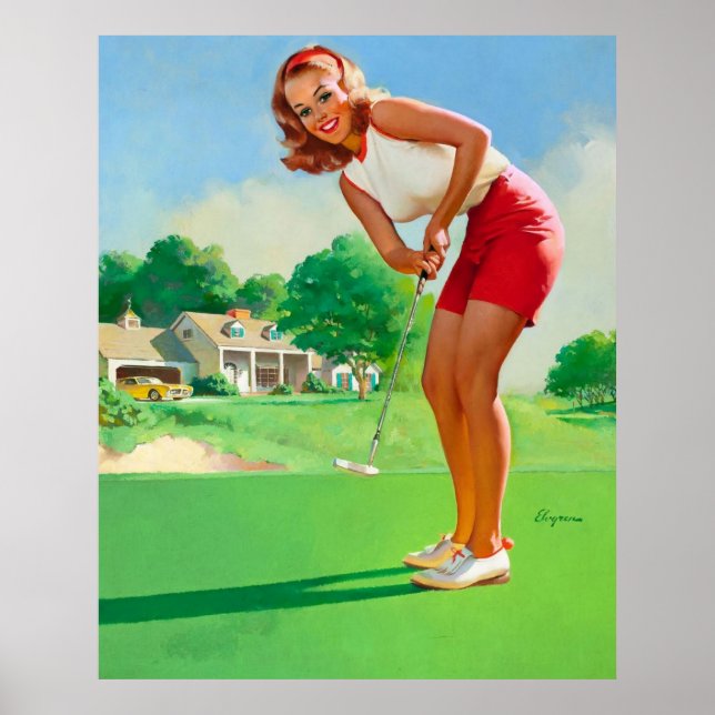 Vintage Retro Golf Pinup Girl Poster (Front)
