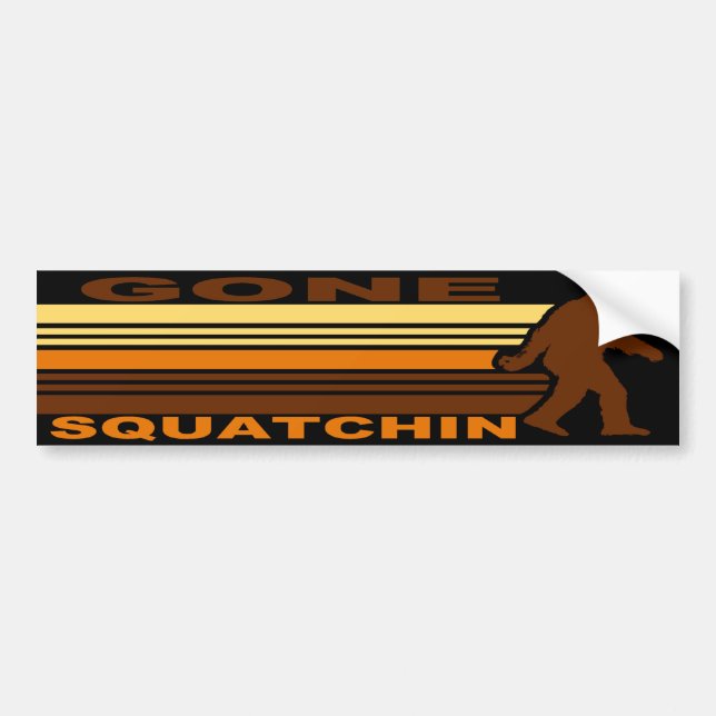 Vintage Retro Gone Squatchin Bumper Sticker (Front)