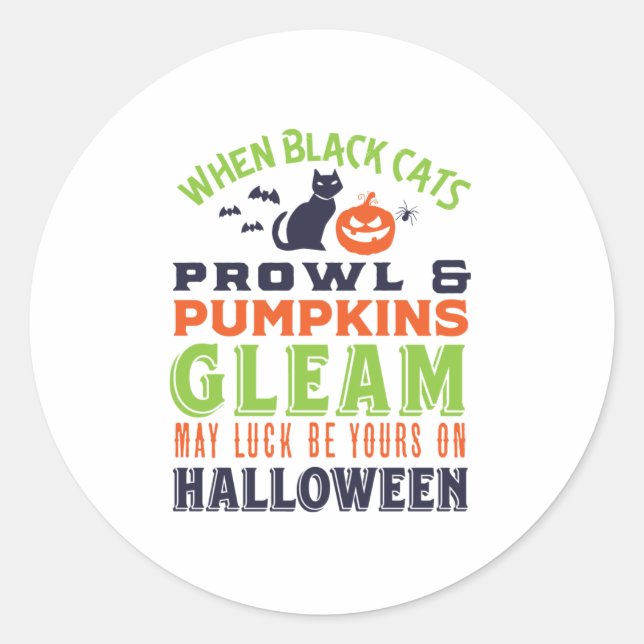 Vintage Retro Good Luck Halloween Quote and Poem Classic Round Sticker (Front)