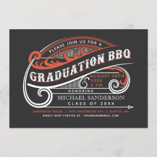 Vintage Retro Graduation BBQ Invitations