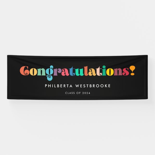 Vintage retro Graduation party Congratulations Banner (Horizontal)