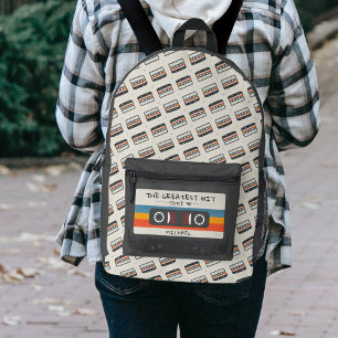 Vintage Retro Greatest Hit Cassette Tape Pattern Printed Backpack