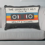 Vintage Retro Greatest Hit Cassette Tape Wedding Decorative Cushion<br><div class="desc">Cool retro cassette tape rectangle pillow with text "the greatest hit" for newlywed married couples. Customise the text and the husband and wife name for a personalised gift. Great lovers of classic and old school music. Give as a Christmas, bridal shower or wedding anniversary gift to a bride and groom....</div>