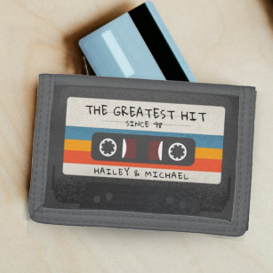 Vintage Retro Greatest Hit Cassette Tape Wedding Trifold Wallet