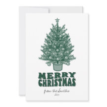 Vintage Retro Greenery Merry Christmas non photo