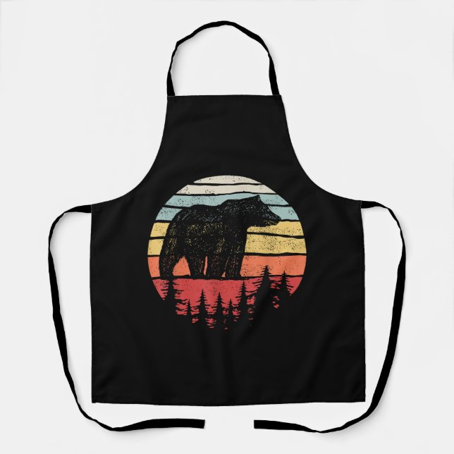 Vintage Retro Grizzly Bear Apron (Front)