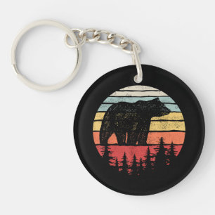 Vintage Retro Grizzly Bear Key Ring