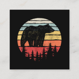 Vintage Retro Grizzly Bear Square Business Card