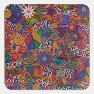 Vintage Retro Groovy 60's Sixties Birthday Party Square Sticker