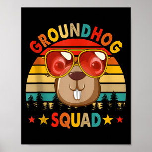 Vintage Retro Groundhog Funny Squad Groundhog Sung Poster