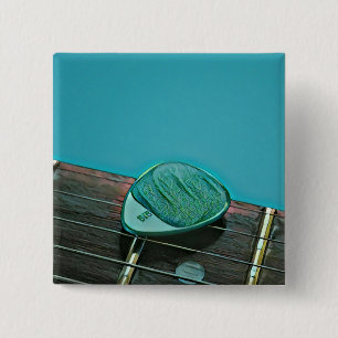 Vintage retro guitar artwork for guitarist 15 cm square badge
