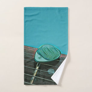 Vintage retro guitar artwork for guitarist hand towel