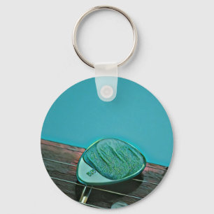 Vintage retro guitar artwork for guitarist key ring