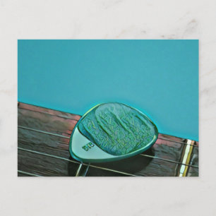 Vintage retro guitar artwork for guitarist postcard