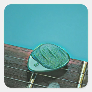Vintage retro guitar artwork for guitarist square sticker
