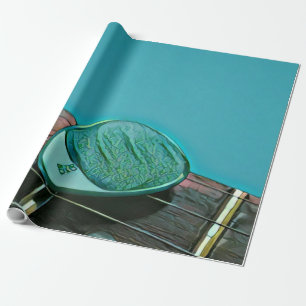 Vintage retro guitar artwork for guitarist wrapping paper