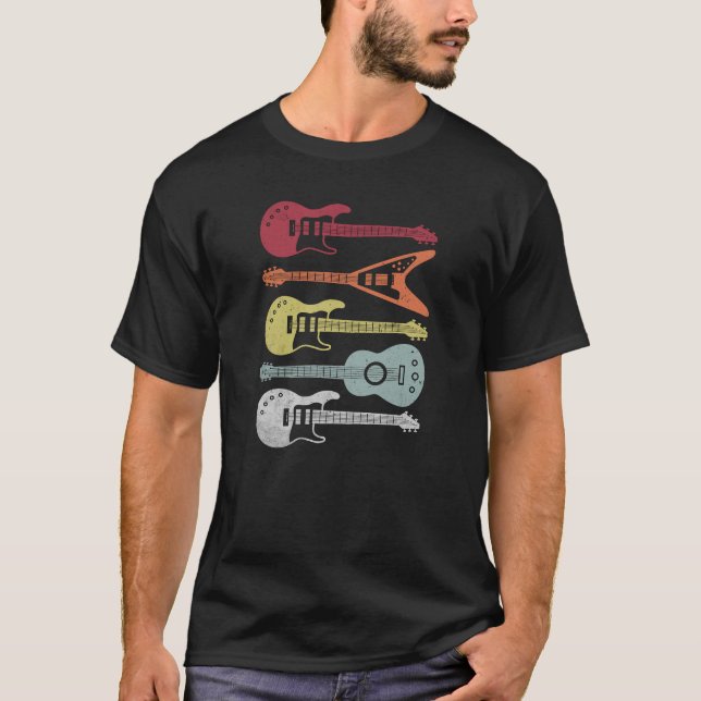 Vintage retro guitars music t-shirt (Front)