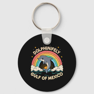 Vintage Retro Gulf Of Mexico Funny Dolphin 1 Key Ring