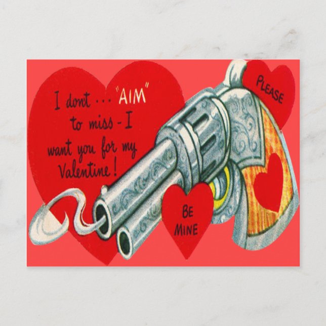 Vintage Retro Gun Valentine Card (Front)