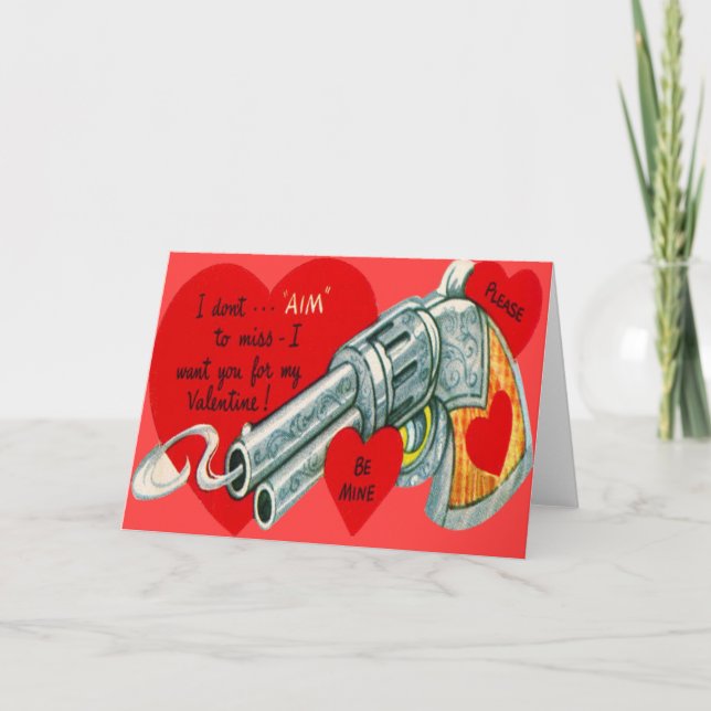 Vintage Retro Gun Valentine Card (Front)