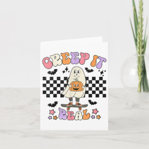 Vintage Retro Halloween Creep It Real Ghost Boy Fa Card
