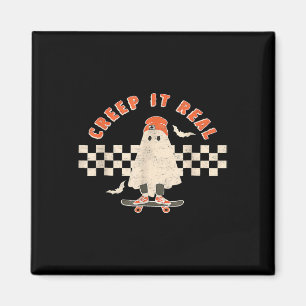 Vintage Retro Halloween Creep It Real Ghost Boy Fa Magnet