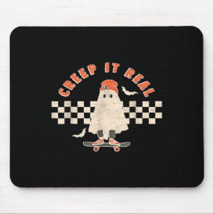 Vintage Retro Halloween Creep It Real Ghost Boy Fa Mouse Mat