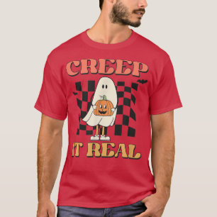 Vintage Retro Halloween Creep it real Ghost Boy Fa T-Shirt