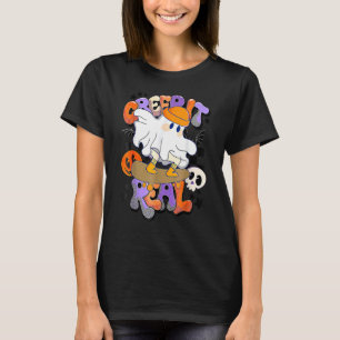Vintage Retro Halloween Creep it real Ghost Boy Fa T-Shirt