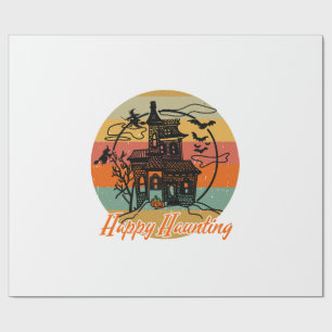 Vintage Retro Halloween Happy Haunting Witches Wrapping Paper