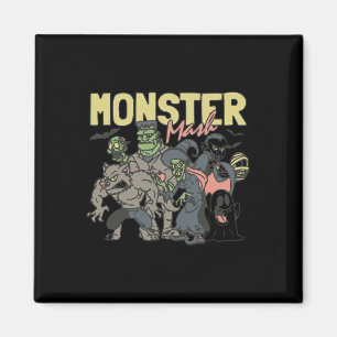 Vintage Retro Halloween Monster Mash Boo Ghost Wit Magnet