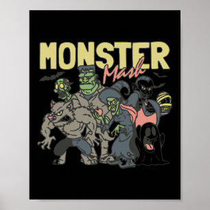 Vintage Retro Halloween Monster Mash Boo Ghost Wit Poster