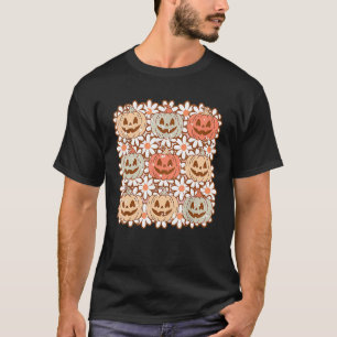 Vintage Retro Halloween Pumpkin Men Women Kids_1 T-Shirt