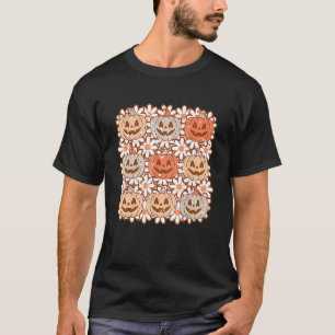 Vintage Retro Halloween Pumpkin Men Women Kids_3 T-Shirt