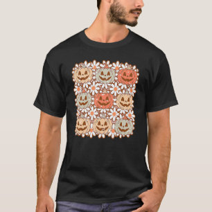 Vintage Retro Halloween Pumpkin Men Women Kids 3 T-Shirt