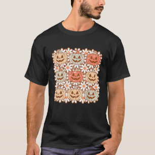Vintage Retro Halloween Pumpkin Men Women Kids T-Shirt