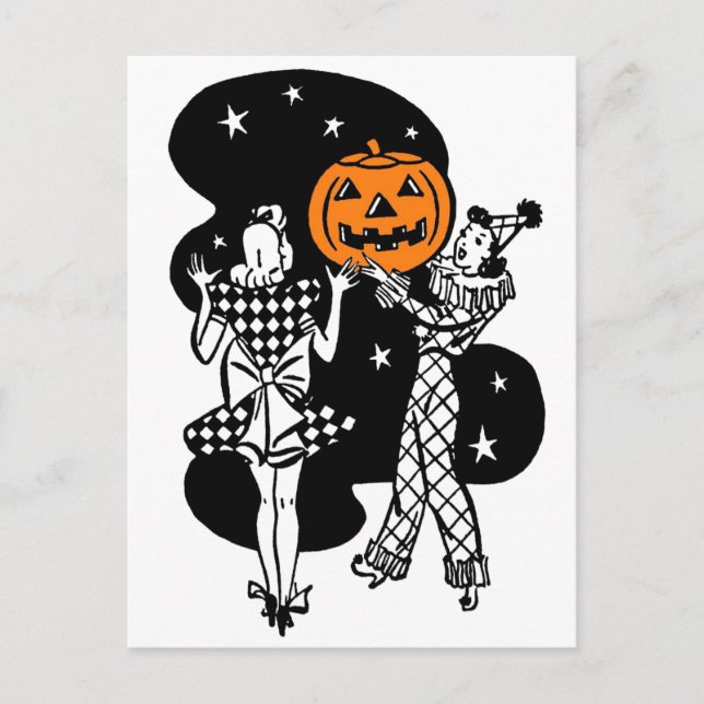 Vintage Retro Halloween Pumpkin Postcard (Front)