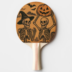 Vintage/Retro Halloween skeletons Ping Pong Paddle
